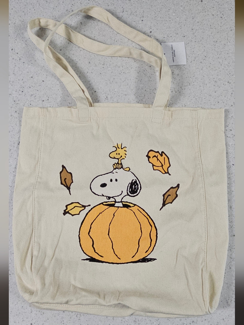 Peanuts Snoopy Woodstock Pumpkin Canvas Tote